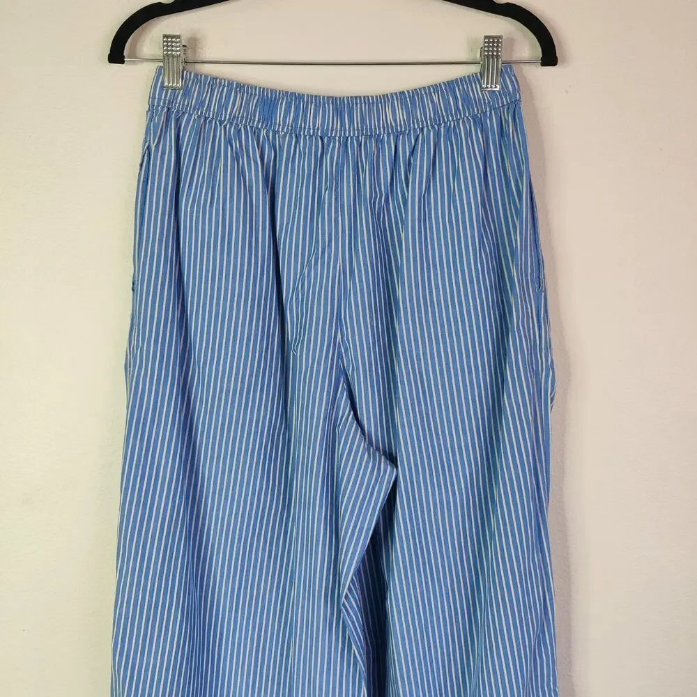 Anthropologie Boxer Pajama Style Pants Blue Stripe Medium Preppy Loungewear
